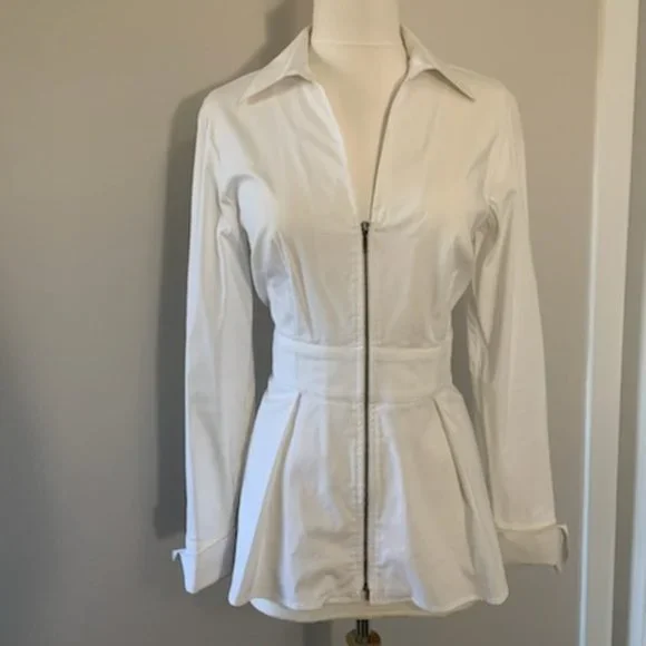 Finley White Peplum Tunic marked sz s - see comments for fit - Picture 2 of 4